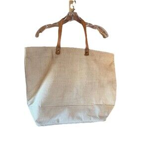 Murval Paris tote bag Jute Burlap Leather Handles